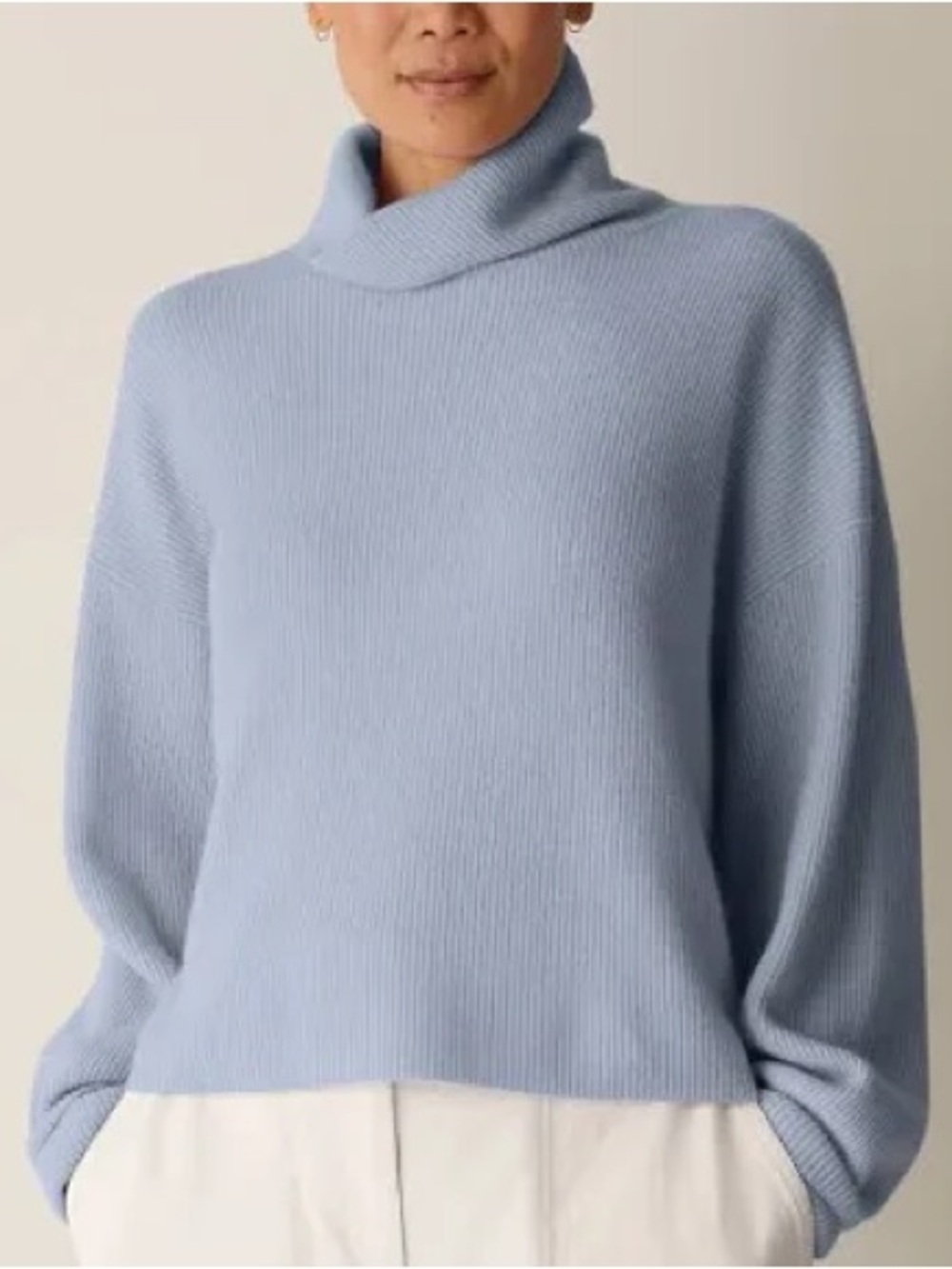 Eileen Fisher Oversized Cowl Neck Tunic Sweater Periwinkle Blue Size M